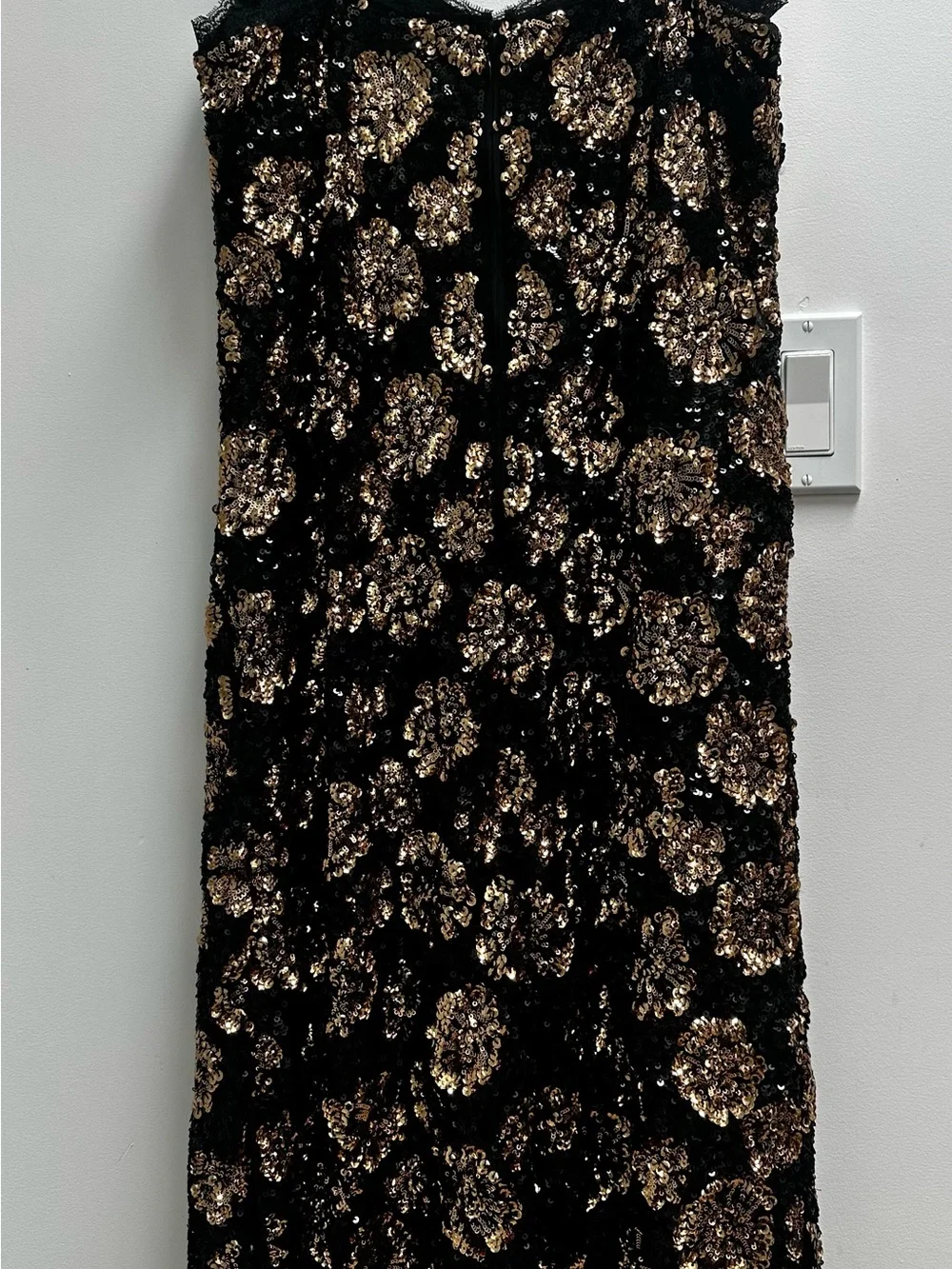 J Crew Black and Gold Sequined Cocktail Dress